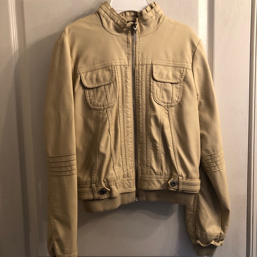 Cream color leather jacket